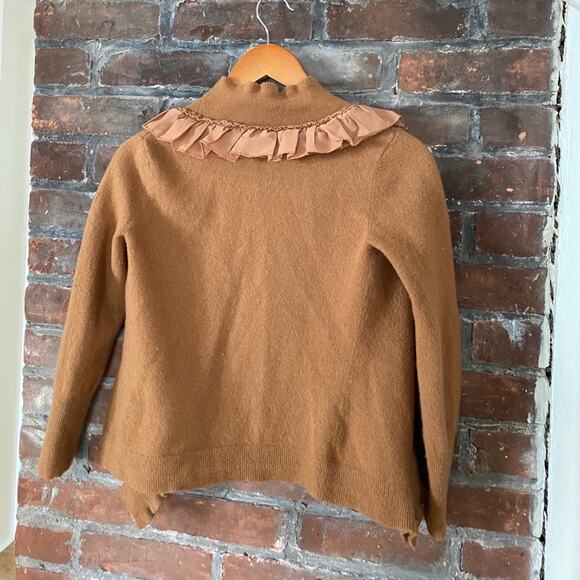 Sarah Spencer Wool Angora Ruffle‎ Cardigan Burnt Orange Sweater Size S - Picture 4 of 4